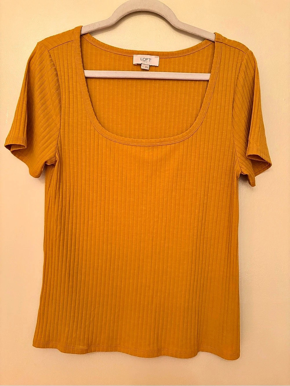 LOFT Ribbed Short Sleeve Top in Yellow